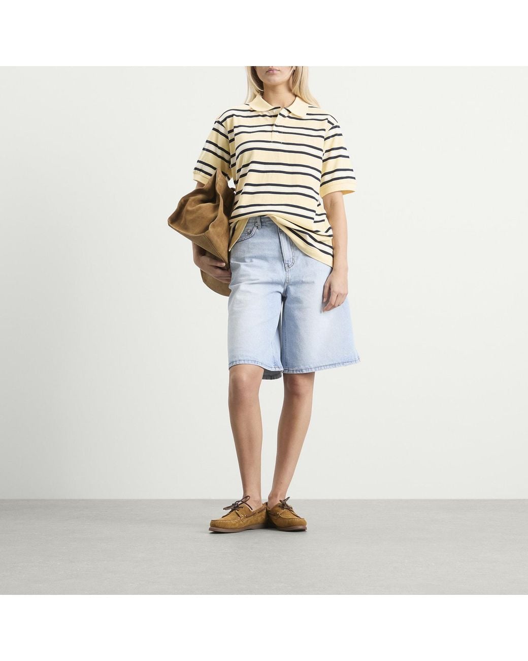 DUNST Natural Striped Polo Shirt