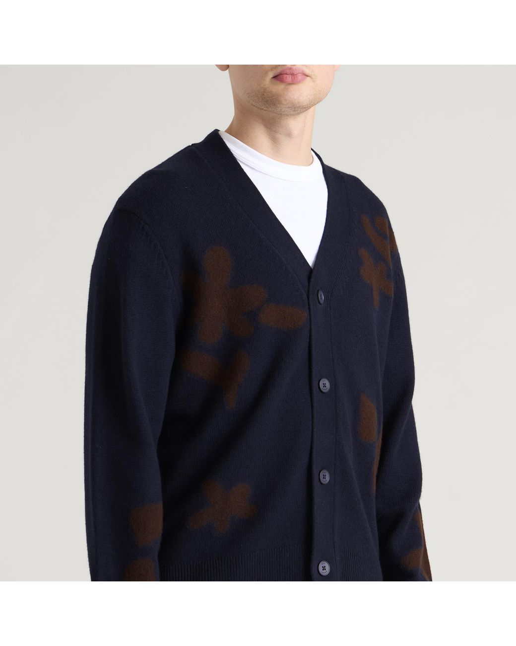 Wax London Blue Walker Felted Applique Cardigan for men