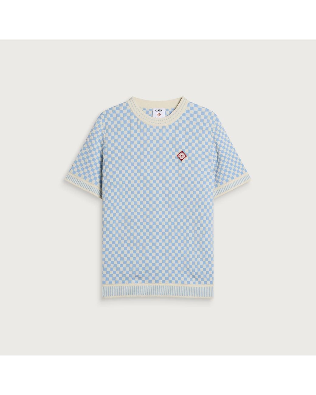 Casablanca Blue Cotton Check T-Shirt for men