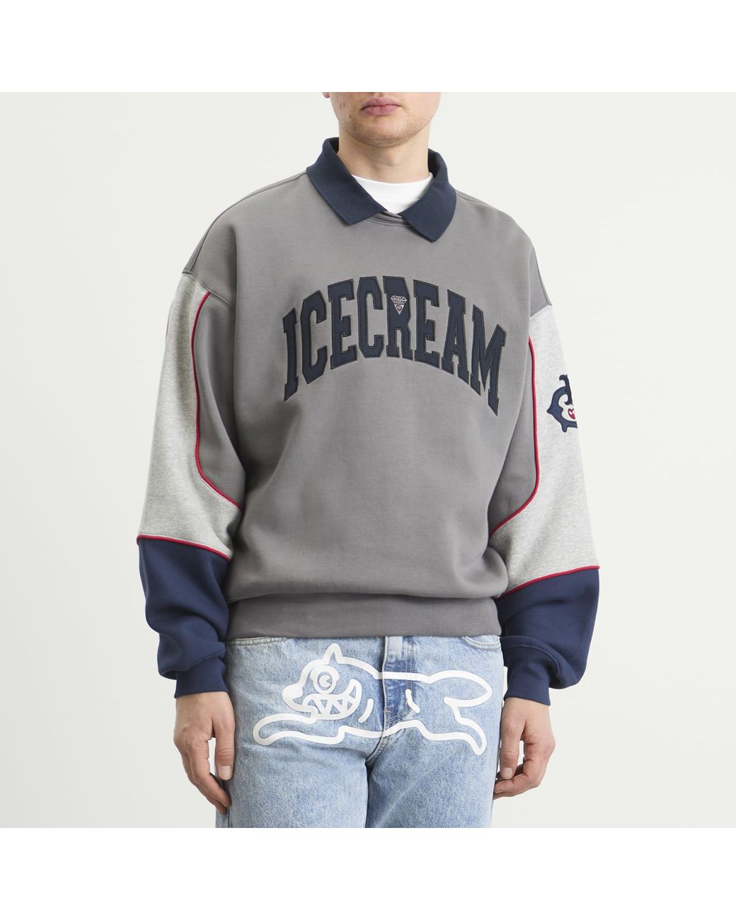 ICECREAM Gray Collared Warm-Up Sweatshirt for men