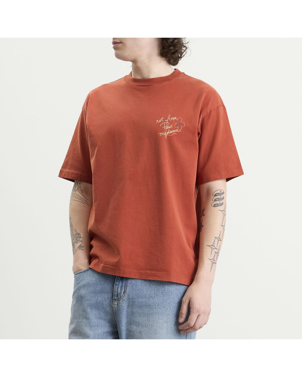 Drole de Monsieur Orange Esquisse Slogan T-Shirt for men