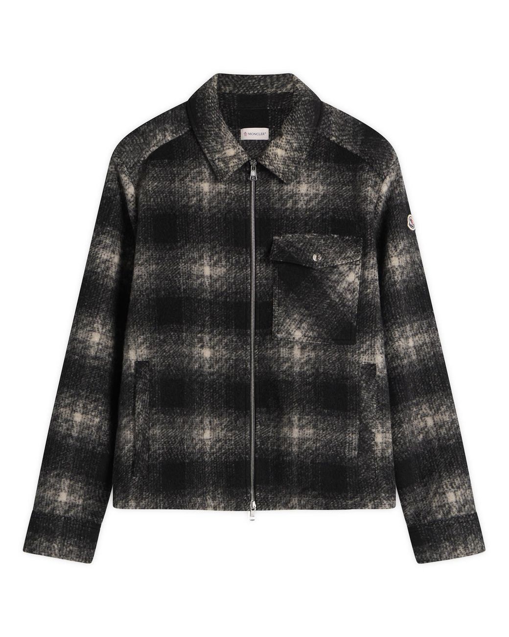 Moncler Black Check Shirt Jacket for men