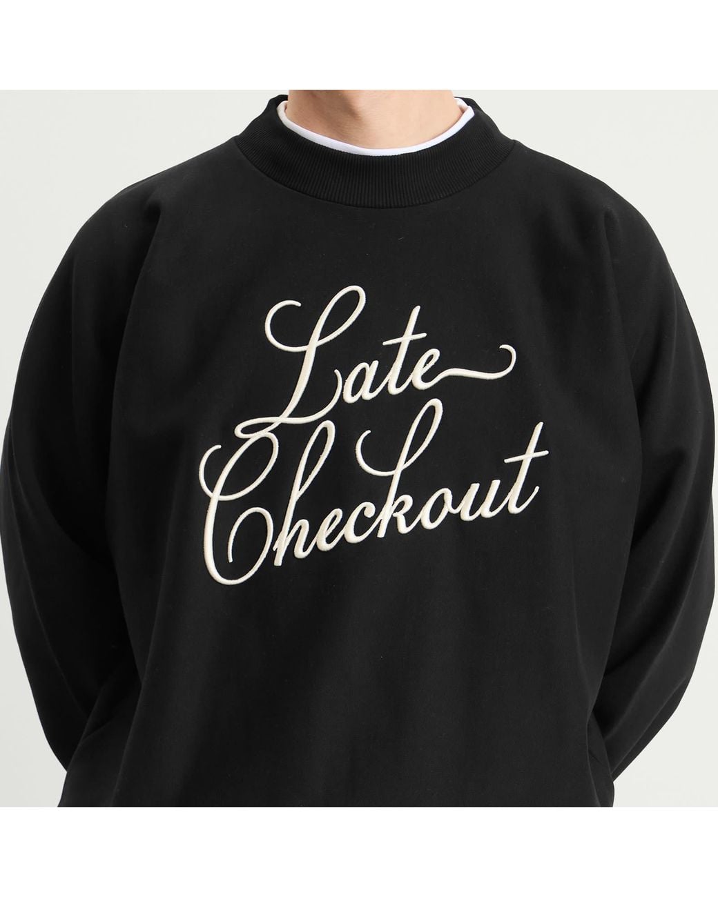 Late Checkout Black Script Crewneck Sweatshirt for men