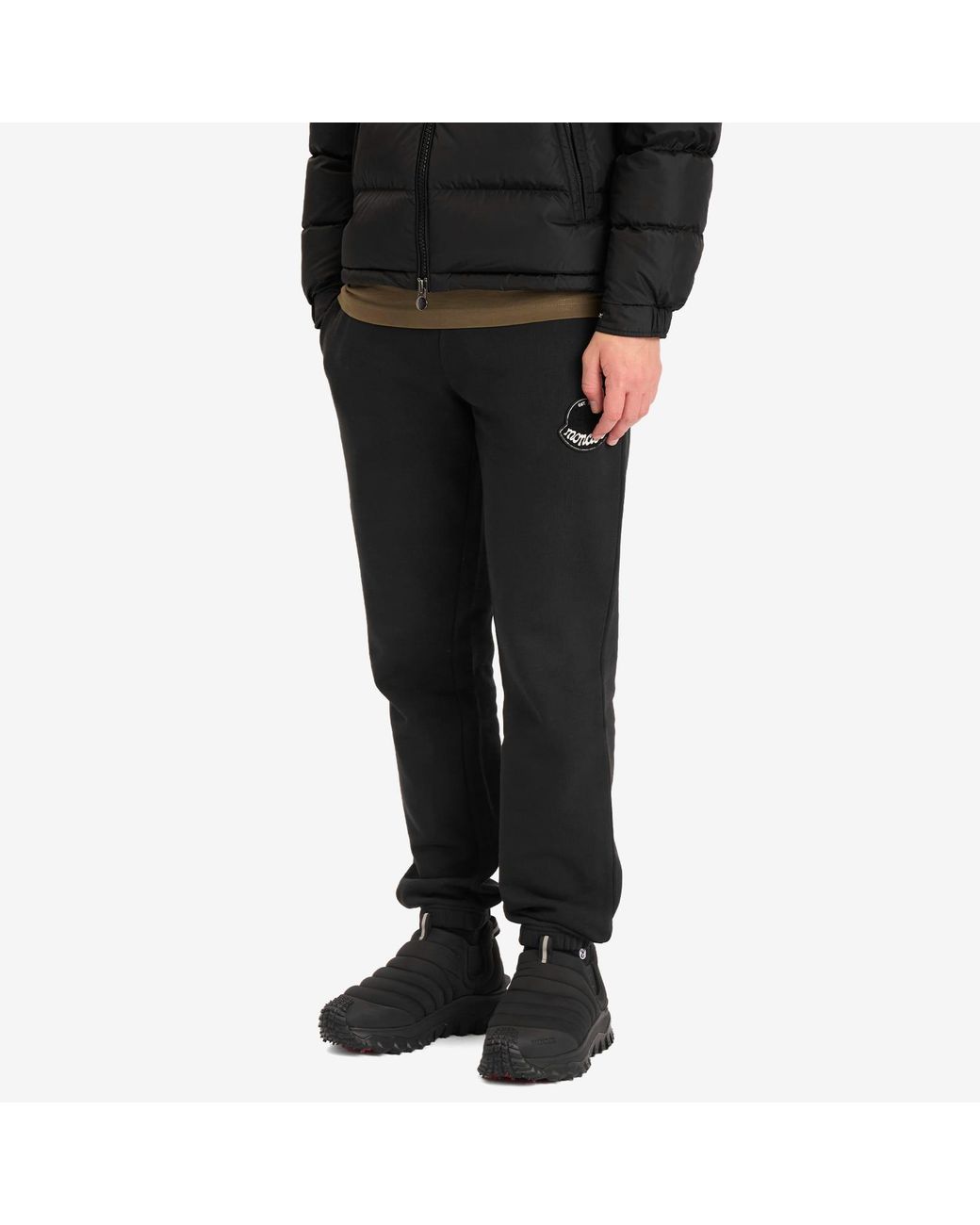Moncler Black Cotton Track Pants With Logo for men