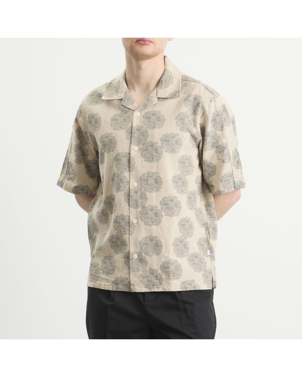 NN07 Natural Ole Print Vacation Shirt for men