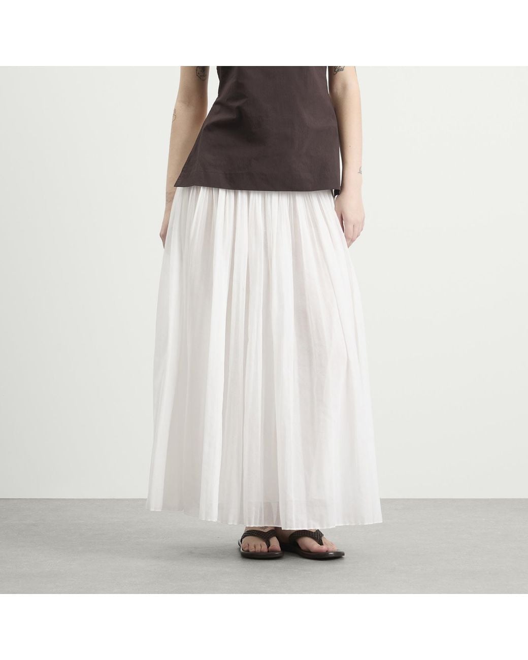 Rohe White Rohe Pleated Cotton Muslin Skirt