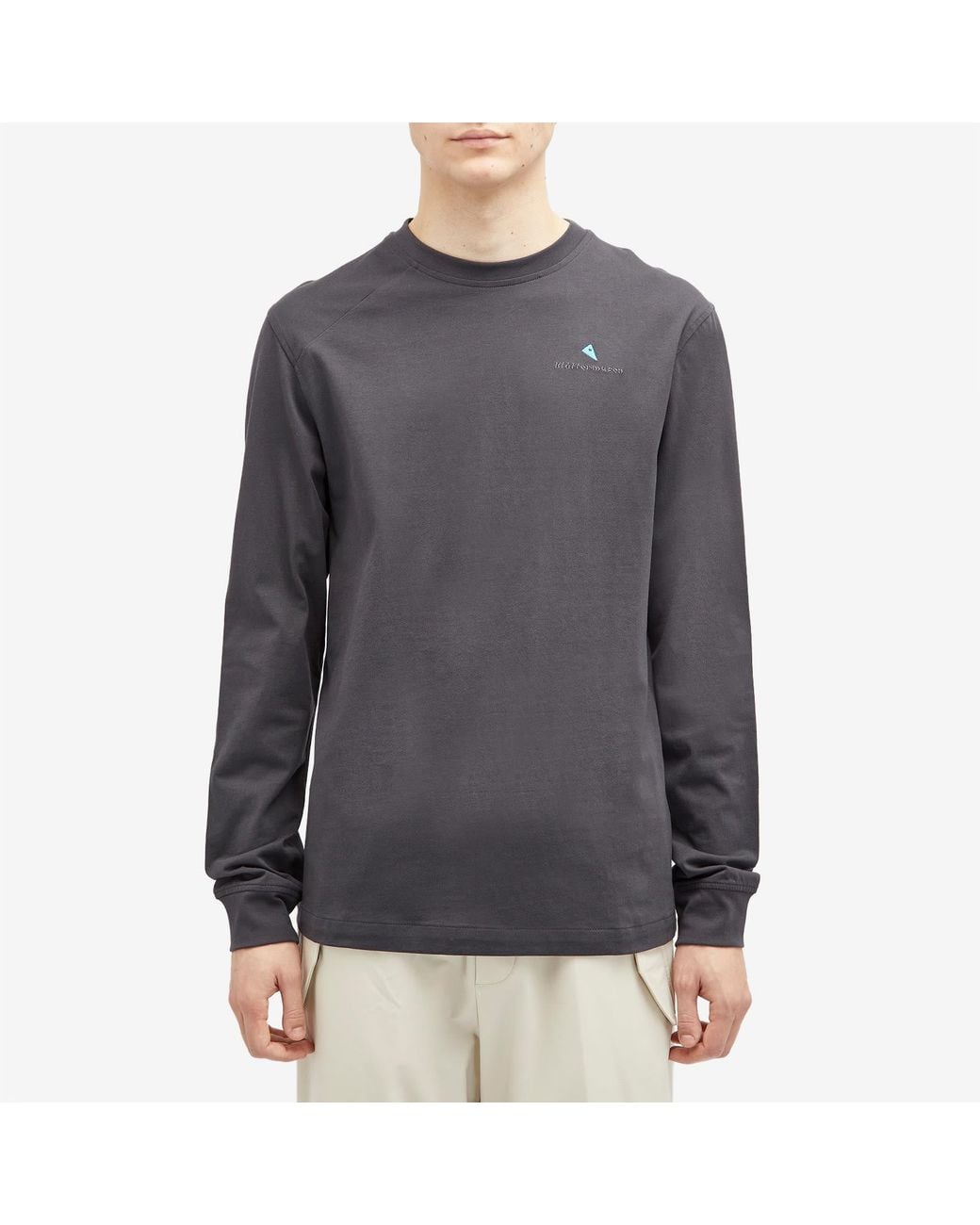 Klattermusen Gray Long Sleeve Root Logo T-Shirt for men