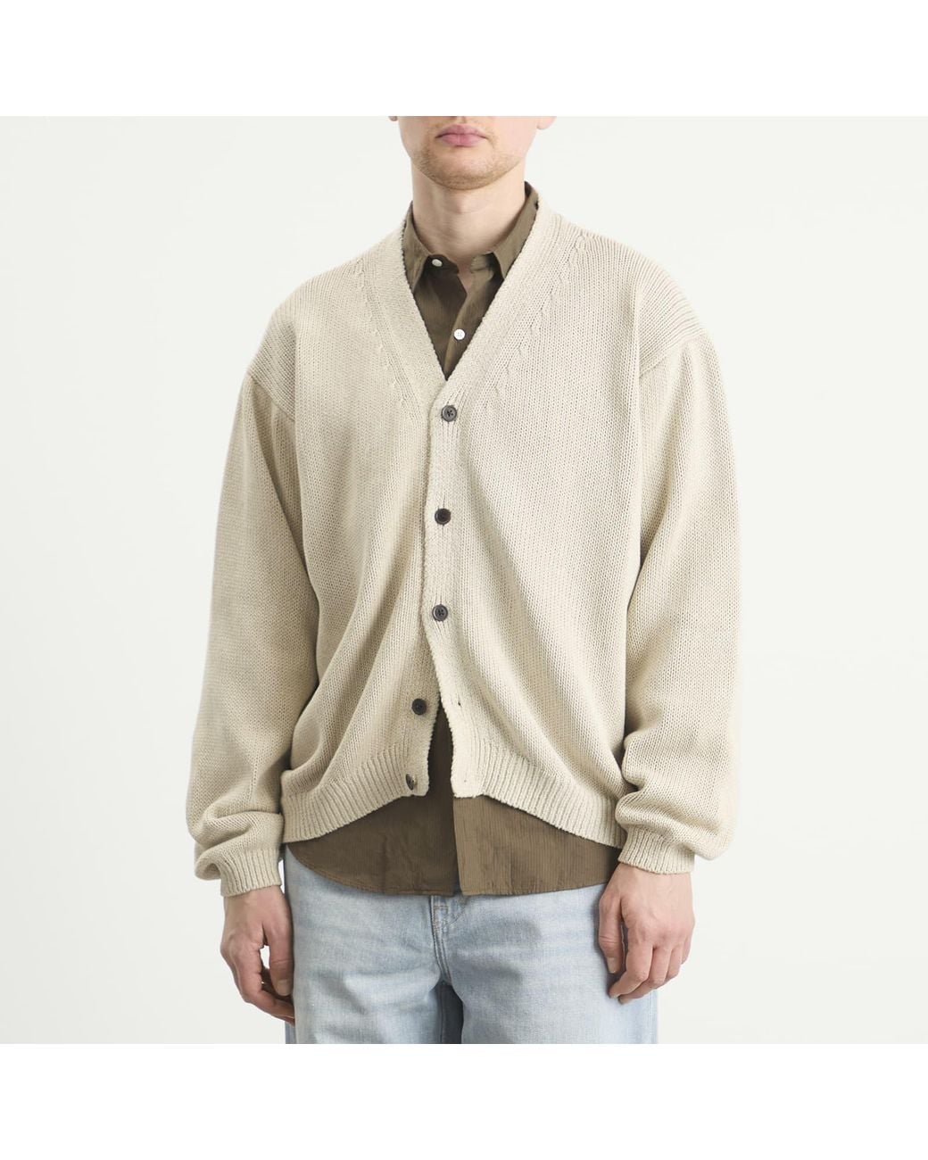 Kaptain Sunshine Cotton Washi Hand Frame Cardigan in Natural for Men | Lyst