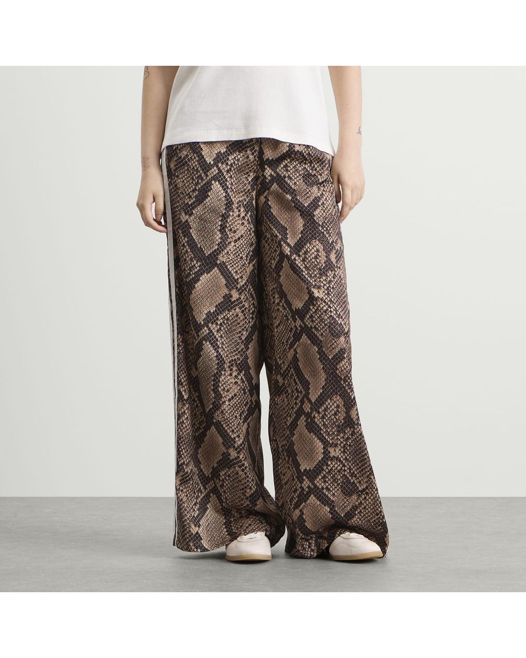 Adidas Gray Satin Wide Leg Track Pant