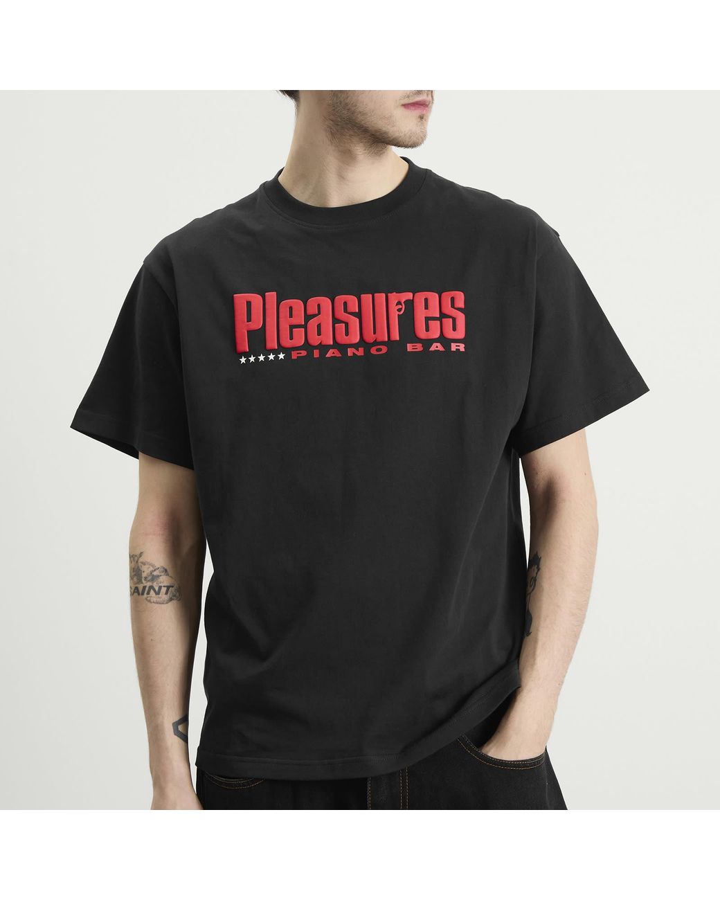 Pleasures Black Piano Bar T-Shirt for men