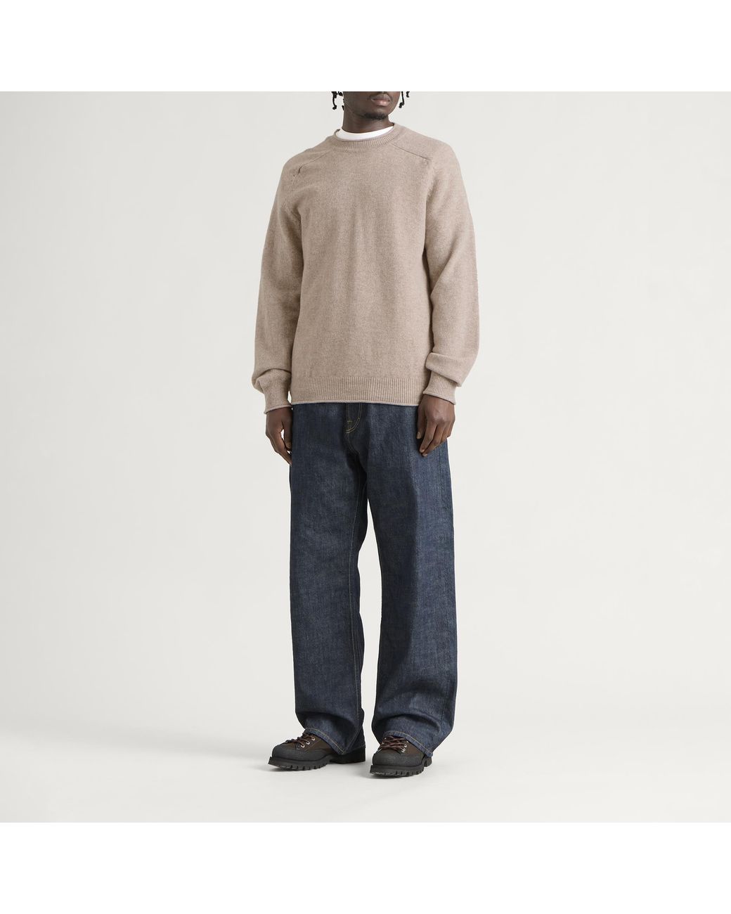 Pittari Natural Usk Lambswool Roll Collar Jumper for men