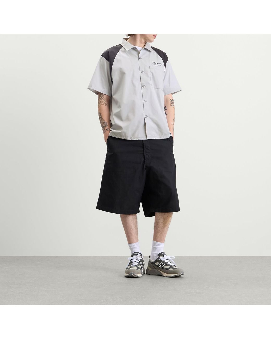 Neighborhood Gray Classic 2-Tone Short Sleeve Work Shirt 2 for men