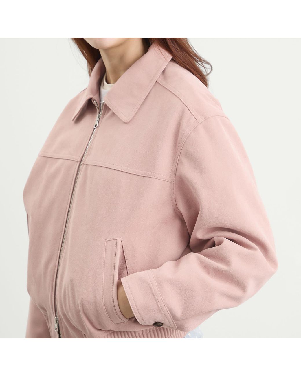 DUNST Pink Vegan Suede Collared Blouson