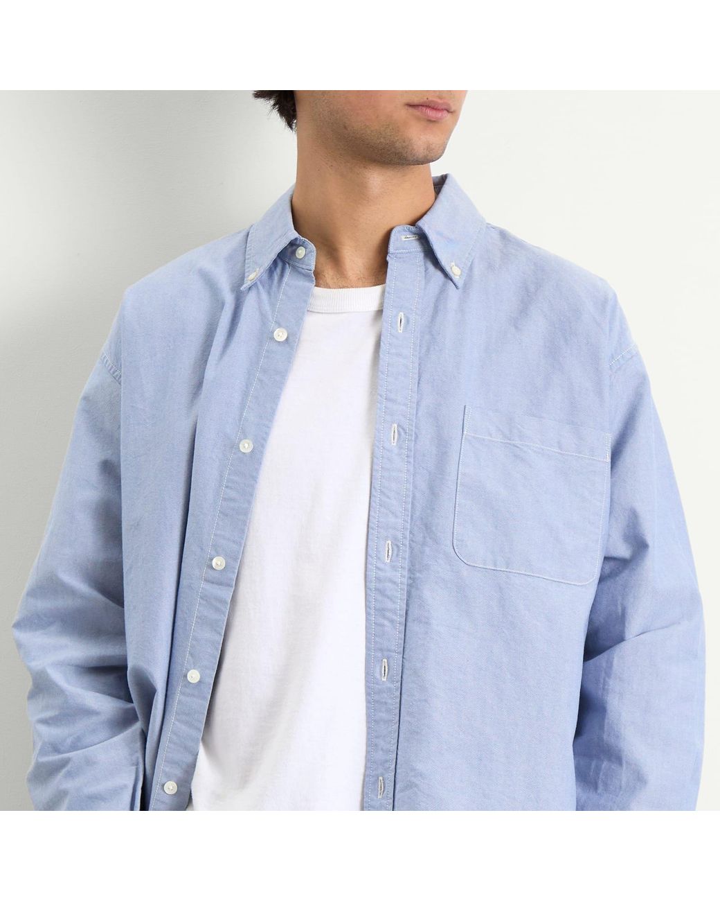 Beams Plus Blue Heavy Oxford Button Down Shirt for men
