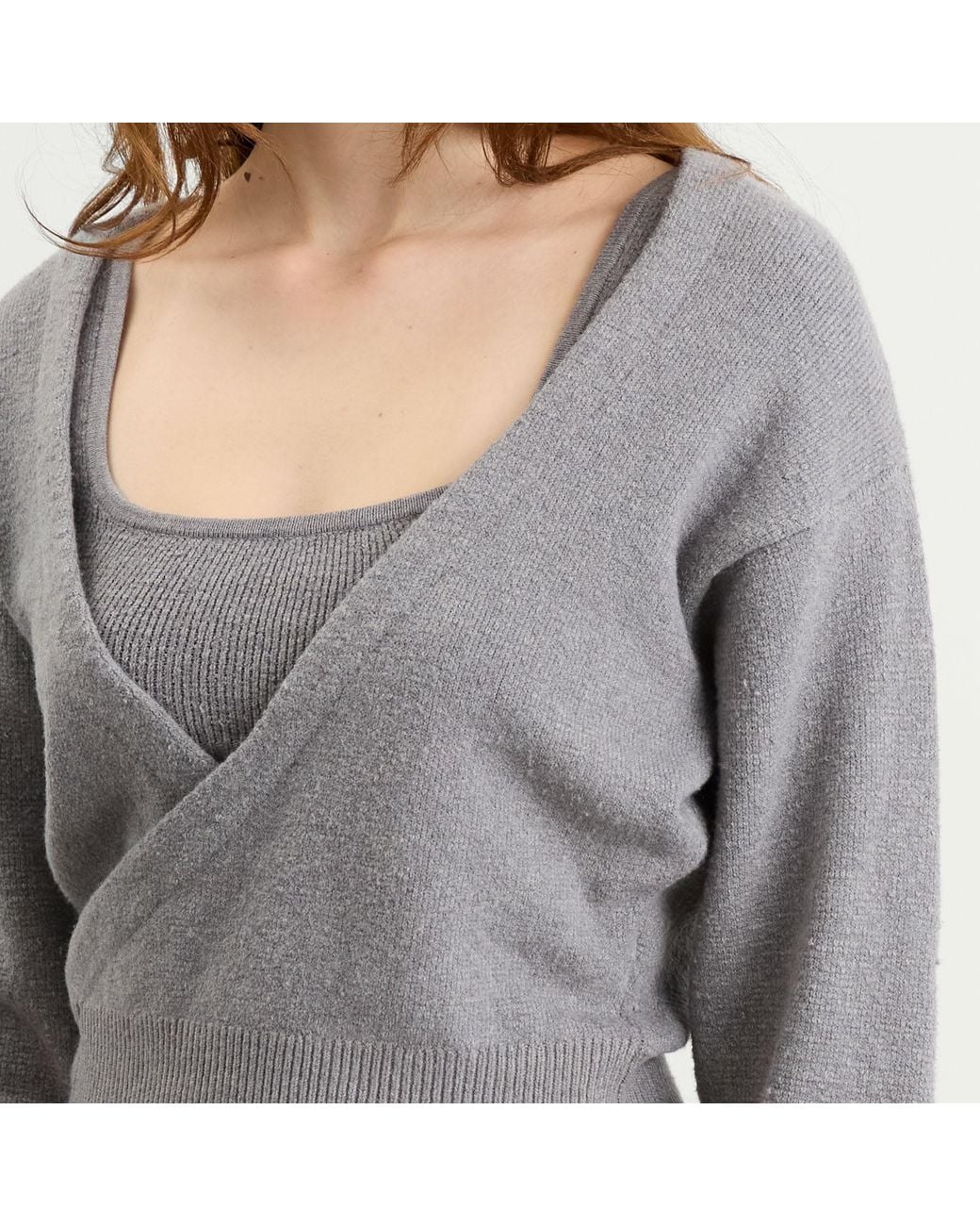 Skims Gray Textured Knit Crop Cardigan