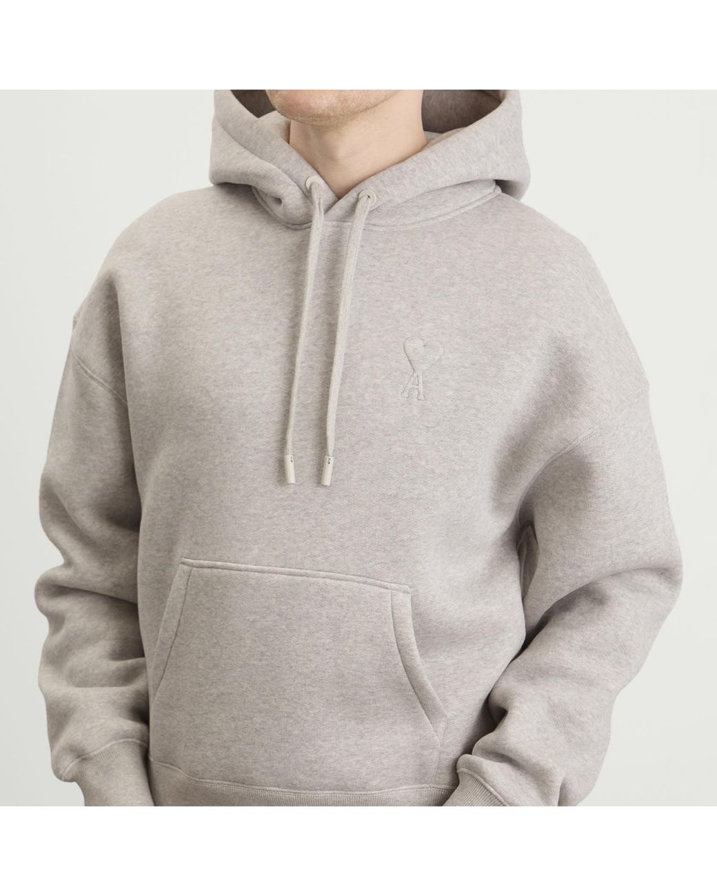 AMI Gray Big Ami De Coeur Embossed Hoodie for men