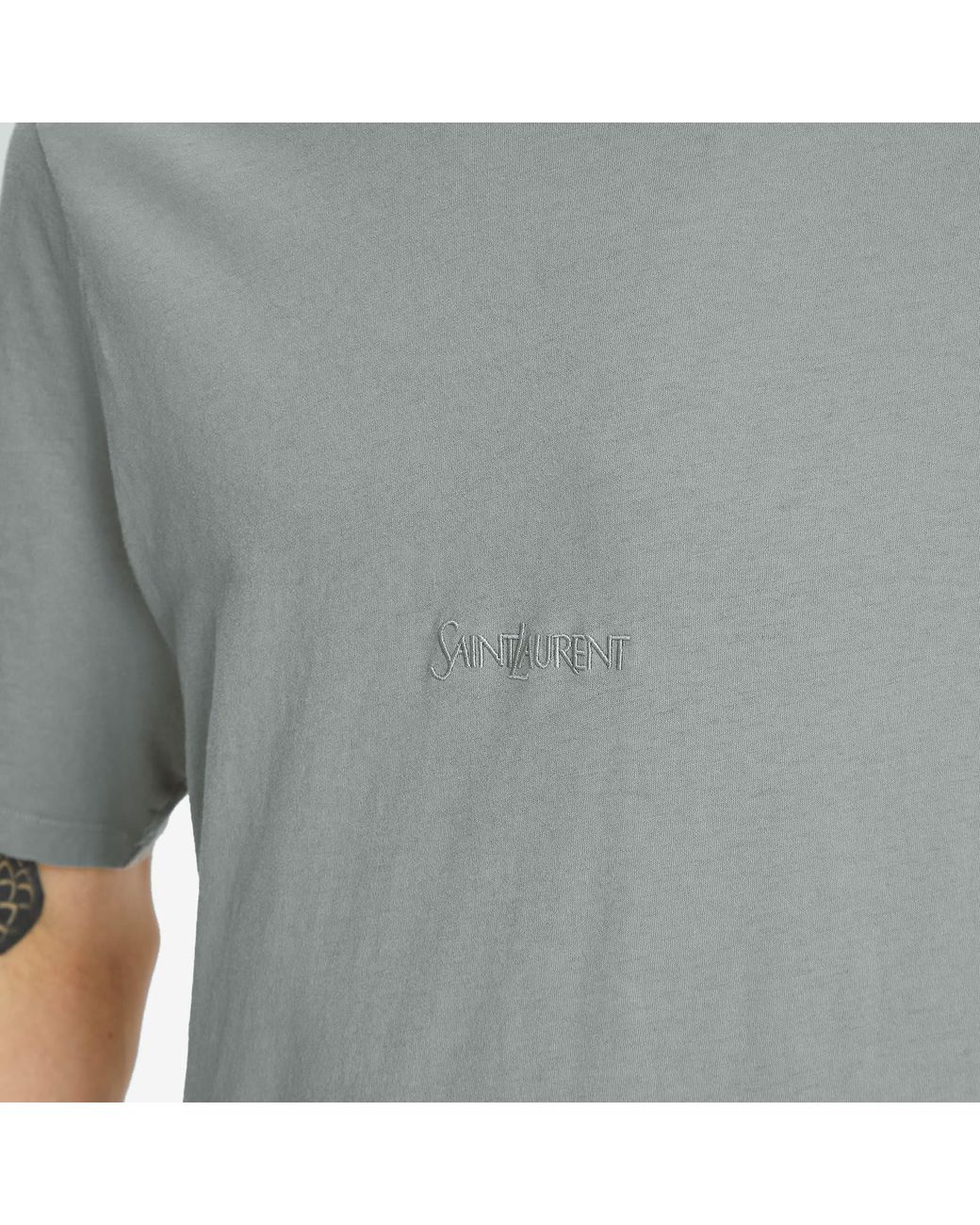 Saint Laurent Gray Tonal Logo T-Shirt for men