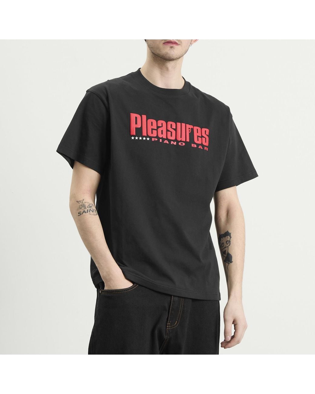 Pleasures Black Piano Bar T-Shirt for men
