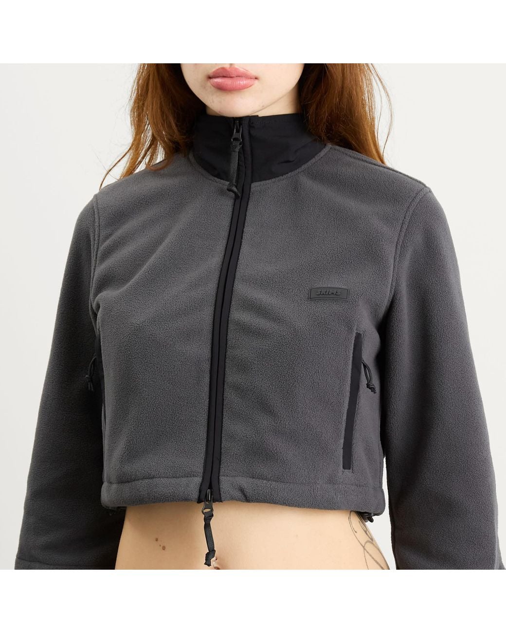 Skims Gray Fleece Lounge Shrunken Zip Up Jacket