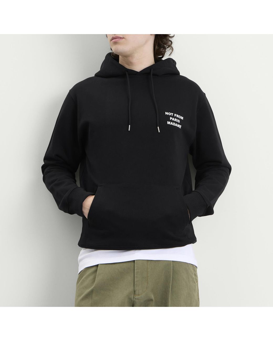 Drole de Monsieur Black Not From Paris Madame Slogan Hoodie for men