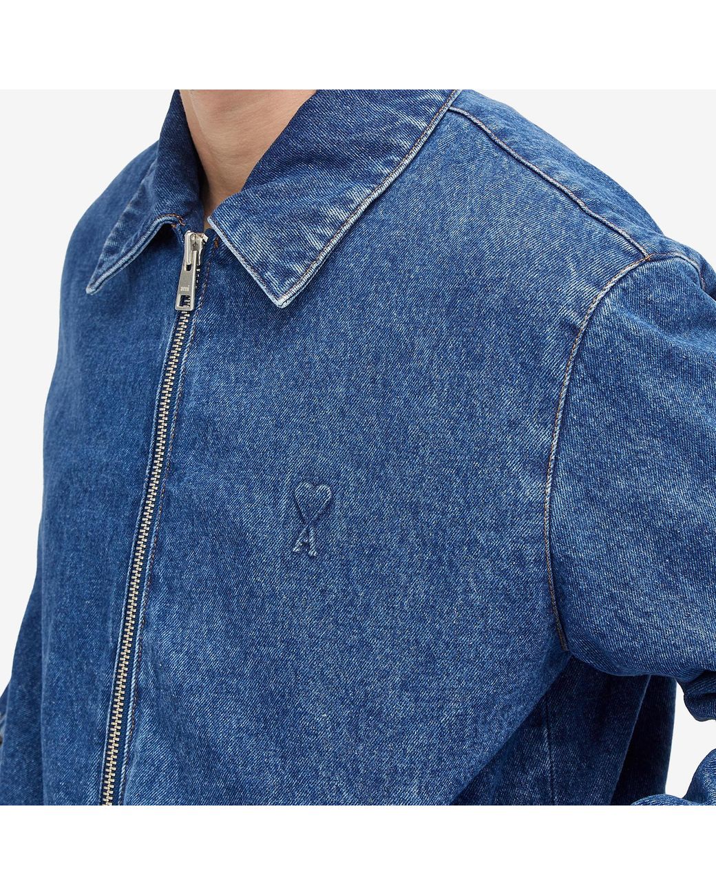 ami出品 Ami Paris Zipped Denim Bomber Jacket in Blue for Men | Lyst