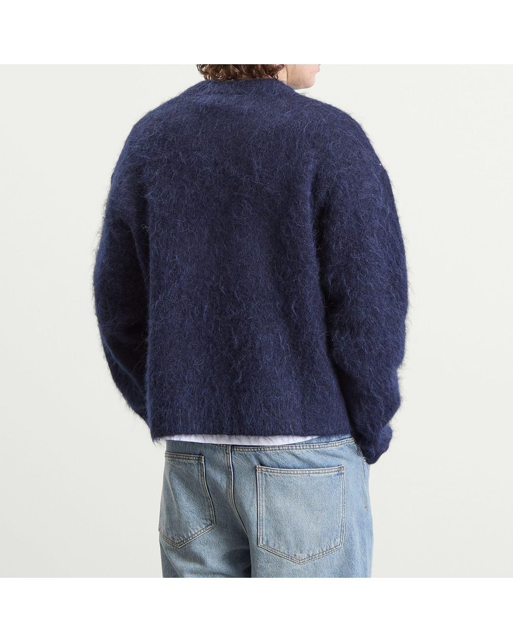 BOUND Blue Dexter Cropped Alpaca Jumper for men