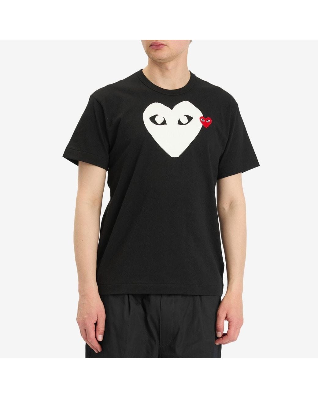 COMME DES GARÇONS PLAY Black Double Heart Logo T-shirt for men
