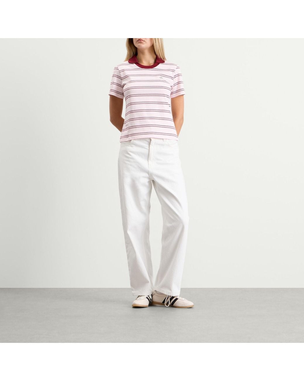 Adidas Pink Stripe Polo