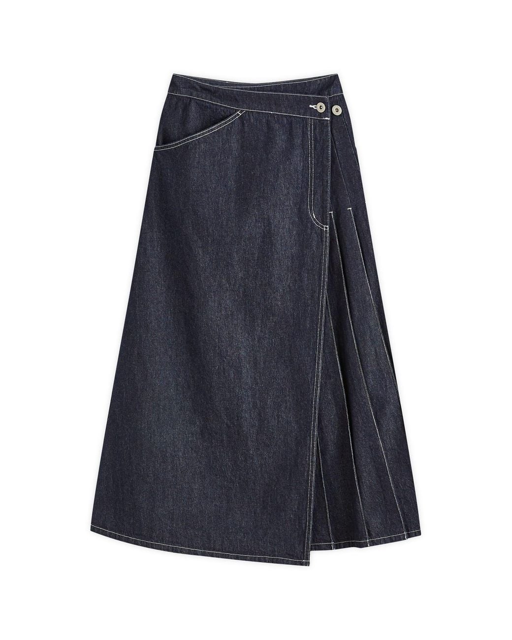Beams Boy Denim Wrap Pleated Skirt in Blue | Lyst 