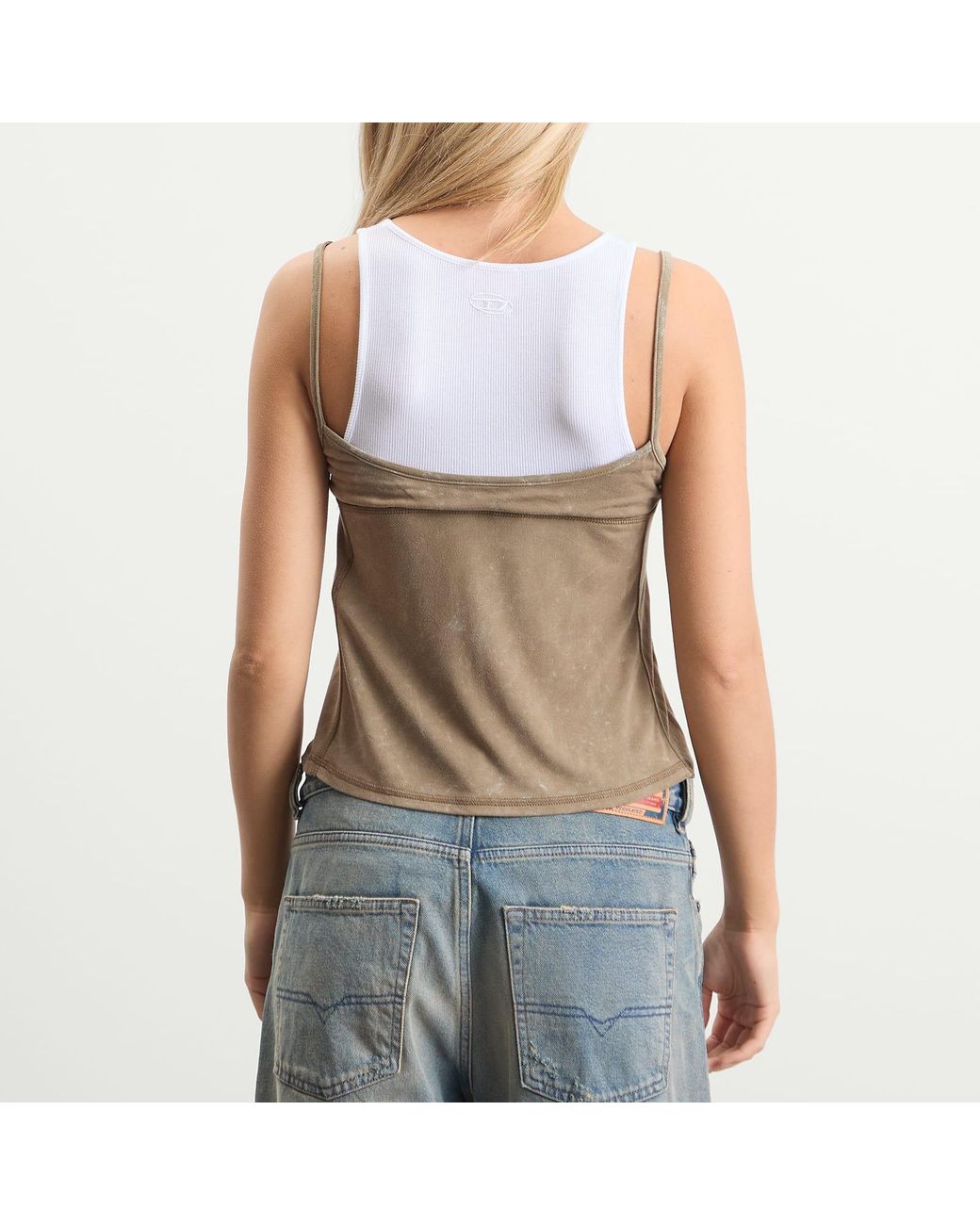 DIESEL Brown T-Olisse Double Layer Cami Top