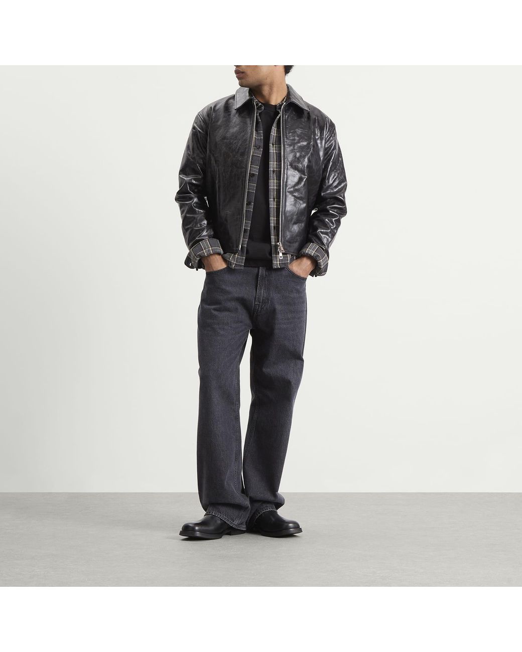 Ronning Black Leather Jacket for men