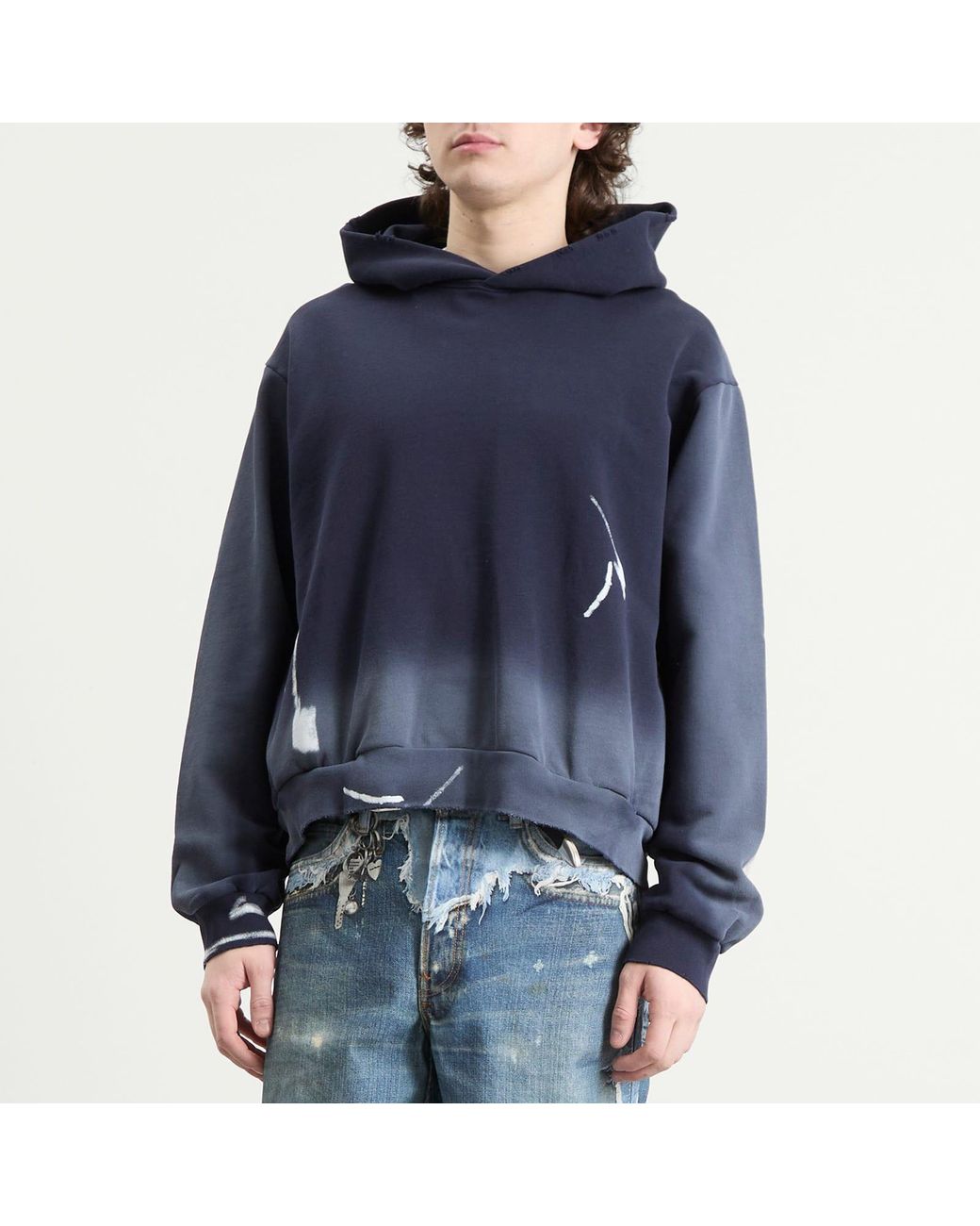 Acne Blue Bow Spray Print Hoodie for men