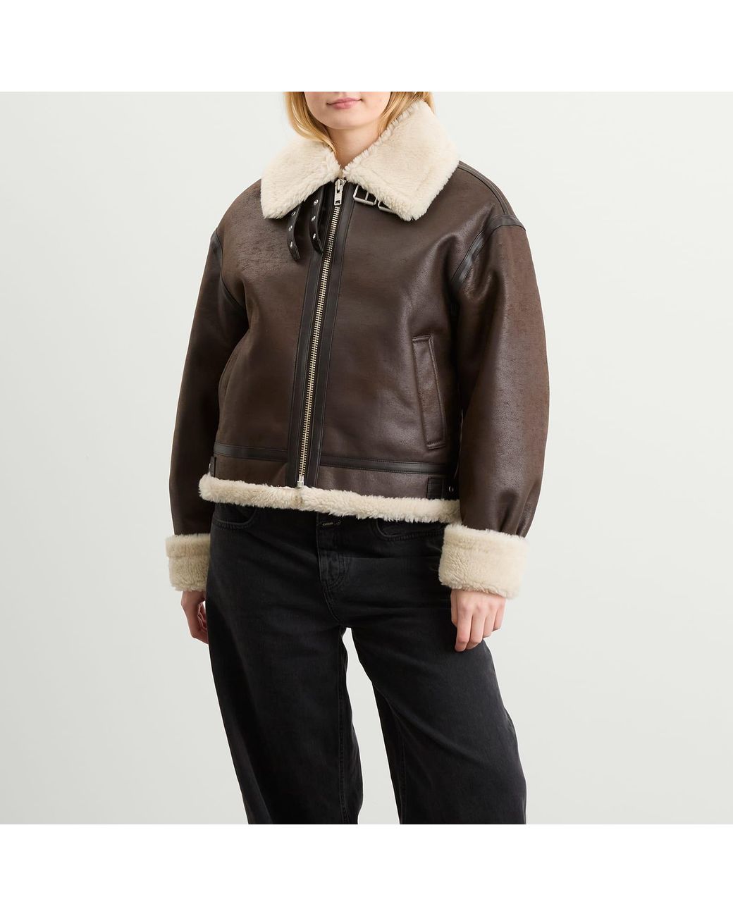 DUNST Brown Oversized Shearling Jacket