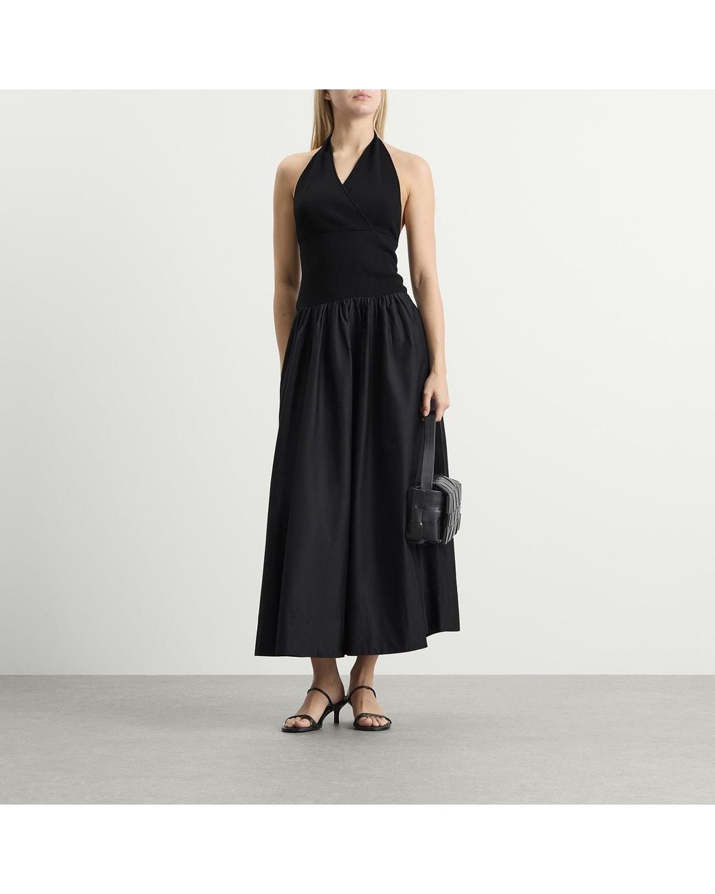 St. Agni Black Knit Halter Backless Dress