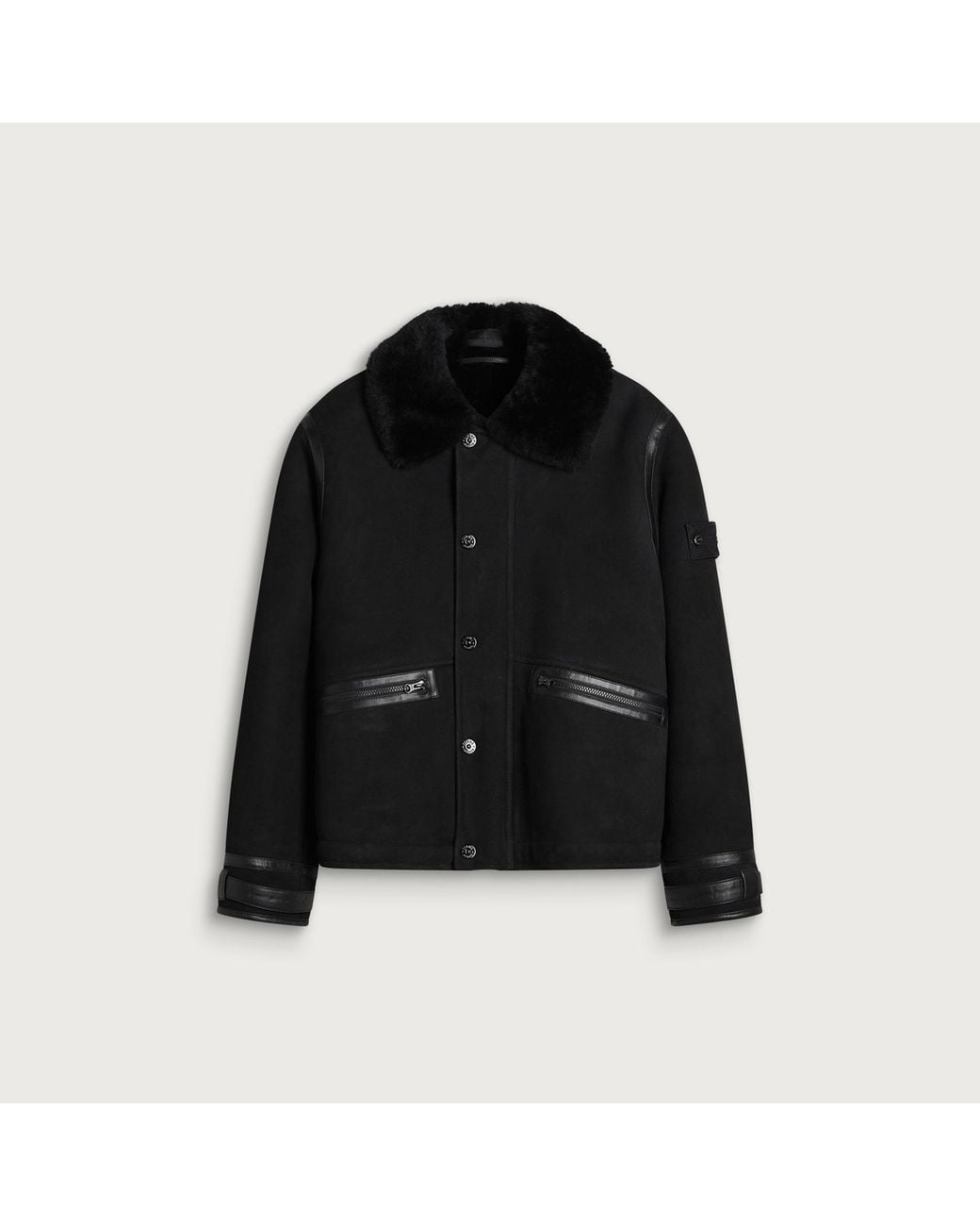 Stone Island Black Ghost Suede Sheepskin Jacket for men