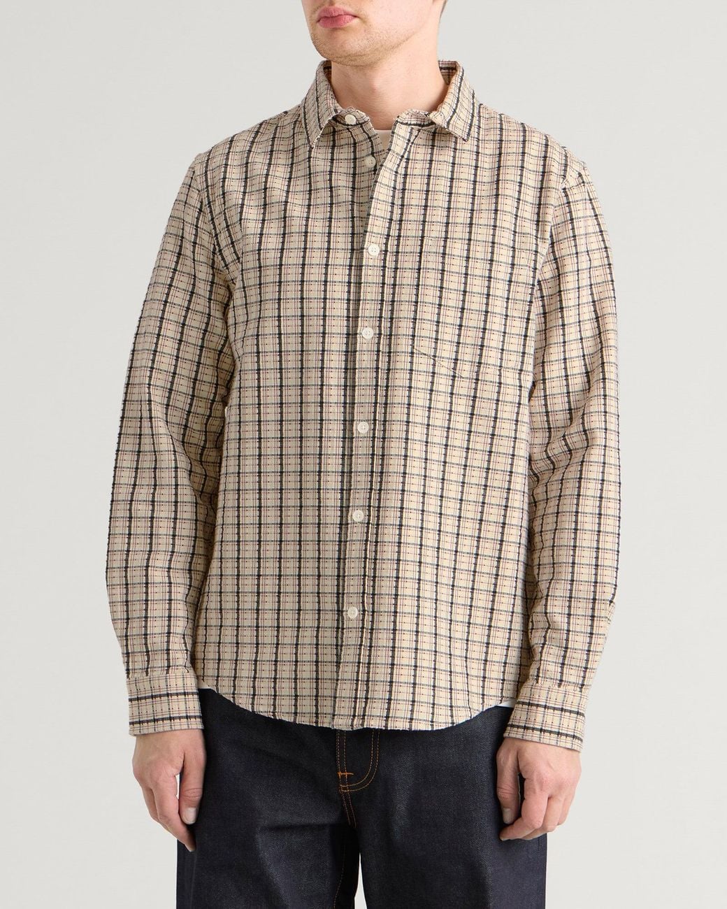Dobby Colouring In Wax London Shelly Dobby Check Shirt in White for Men | Lyst