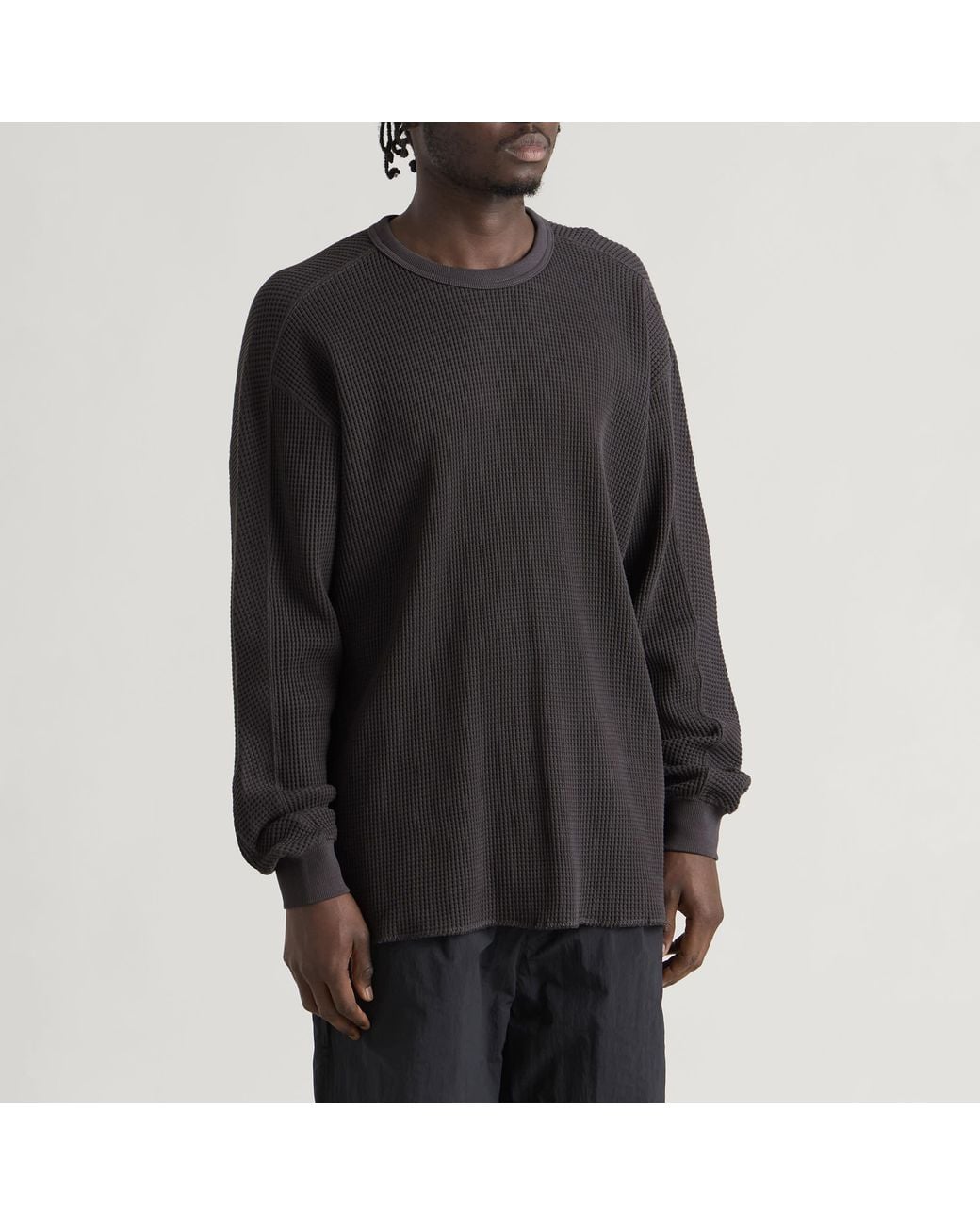 Snow Peak Black Heavyweight Waffle Pullover for men