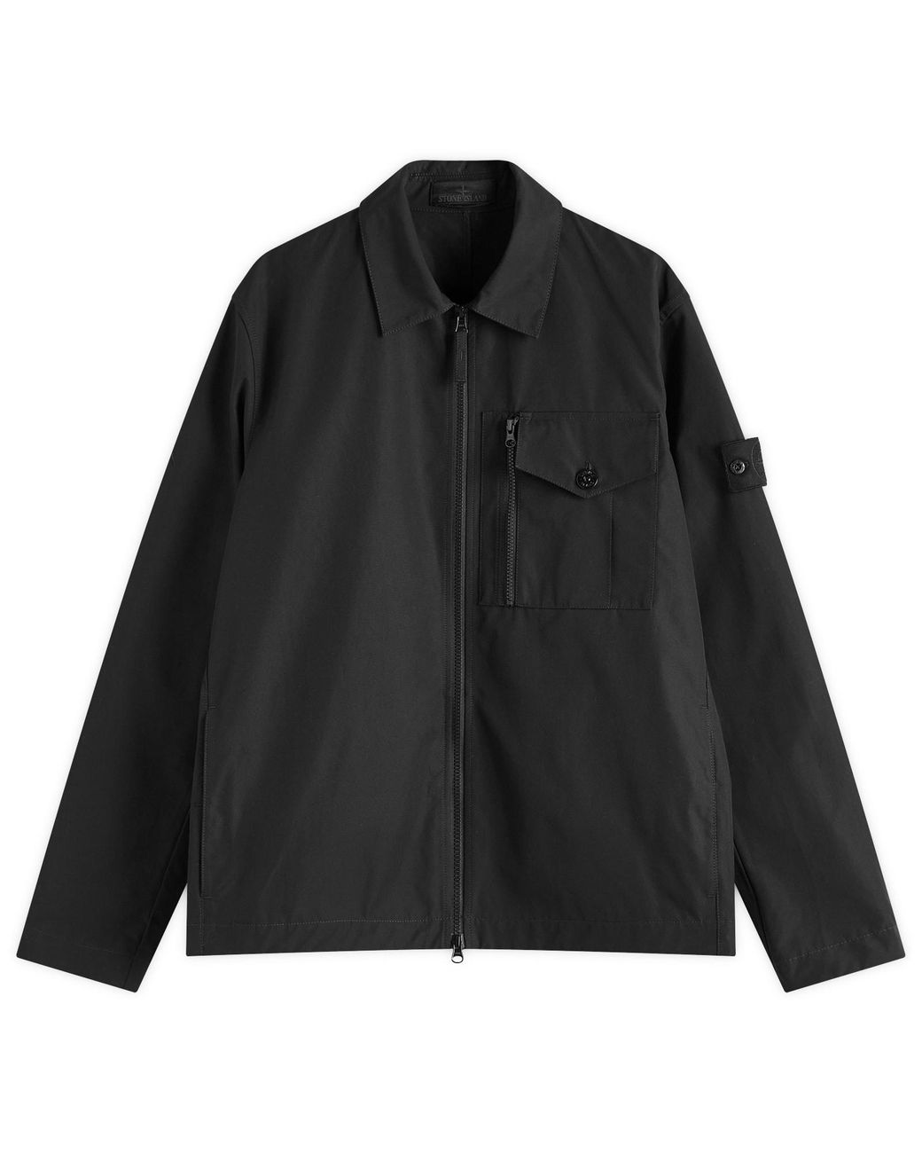 Stone Island Ghost Piece Weatherproof Canvas Shirt Jacket in Black