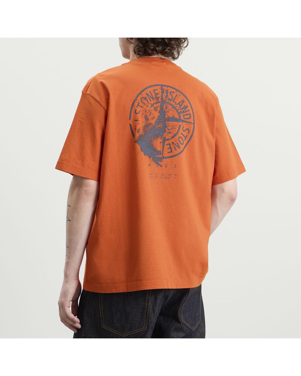 Stone Island Orange Vertical Placement T-Shirt for men