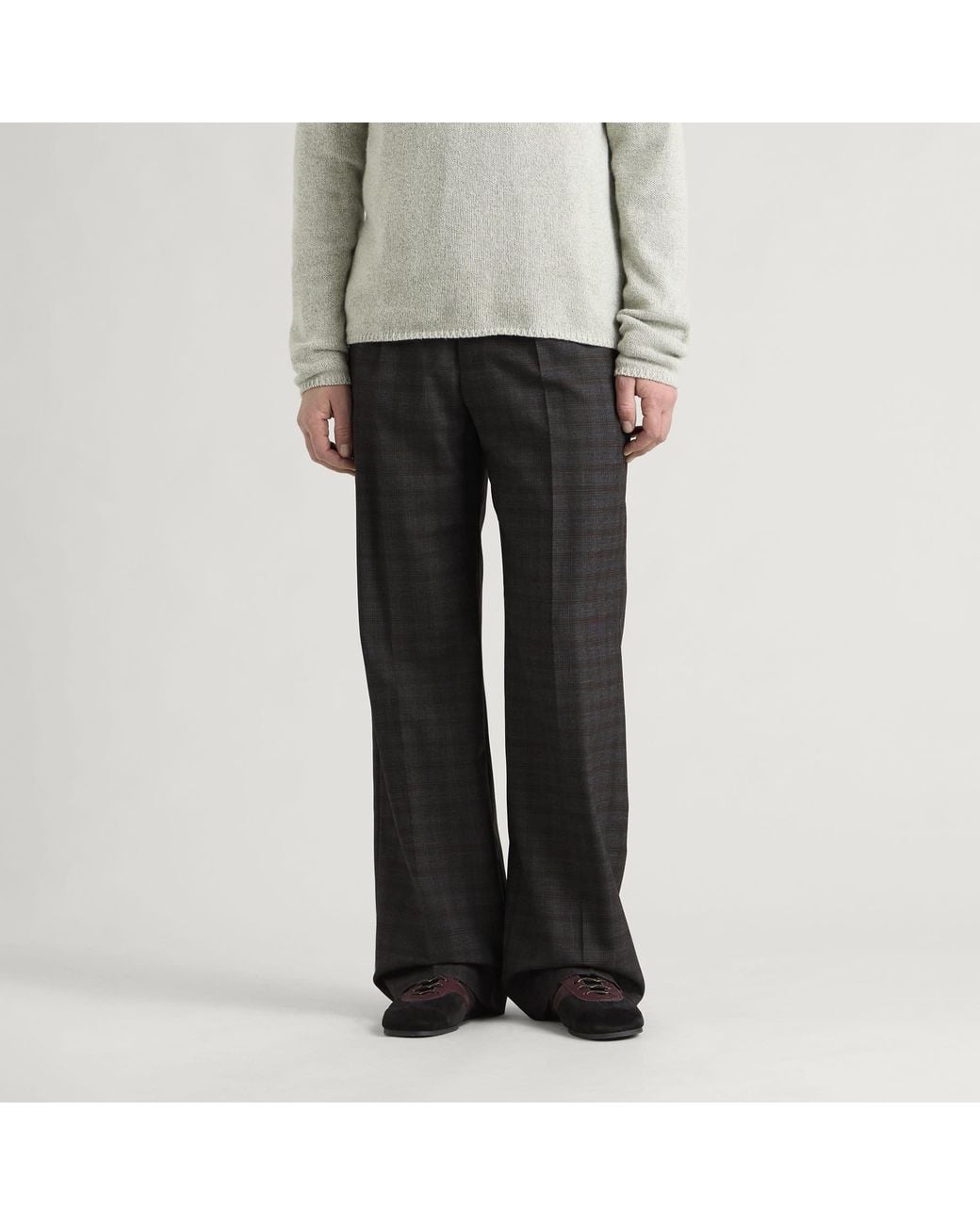 Dries Van Noten Gray Penrud Abstract Check Wool Trousers for men