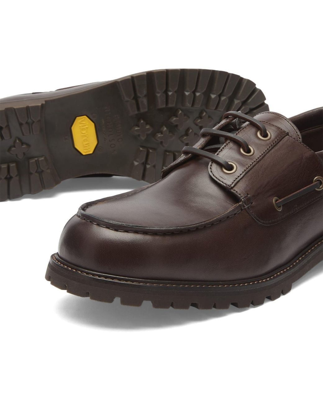 Studio Nicholson Brown Gusto Leather Boat Shoe for men