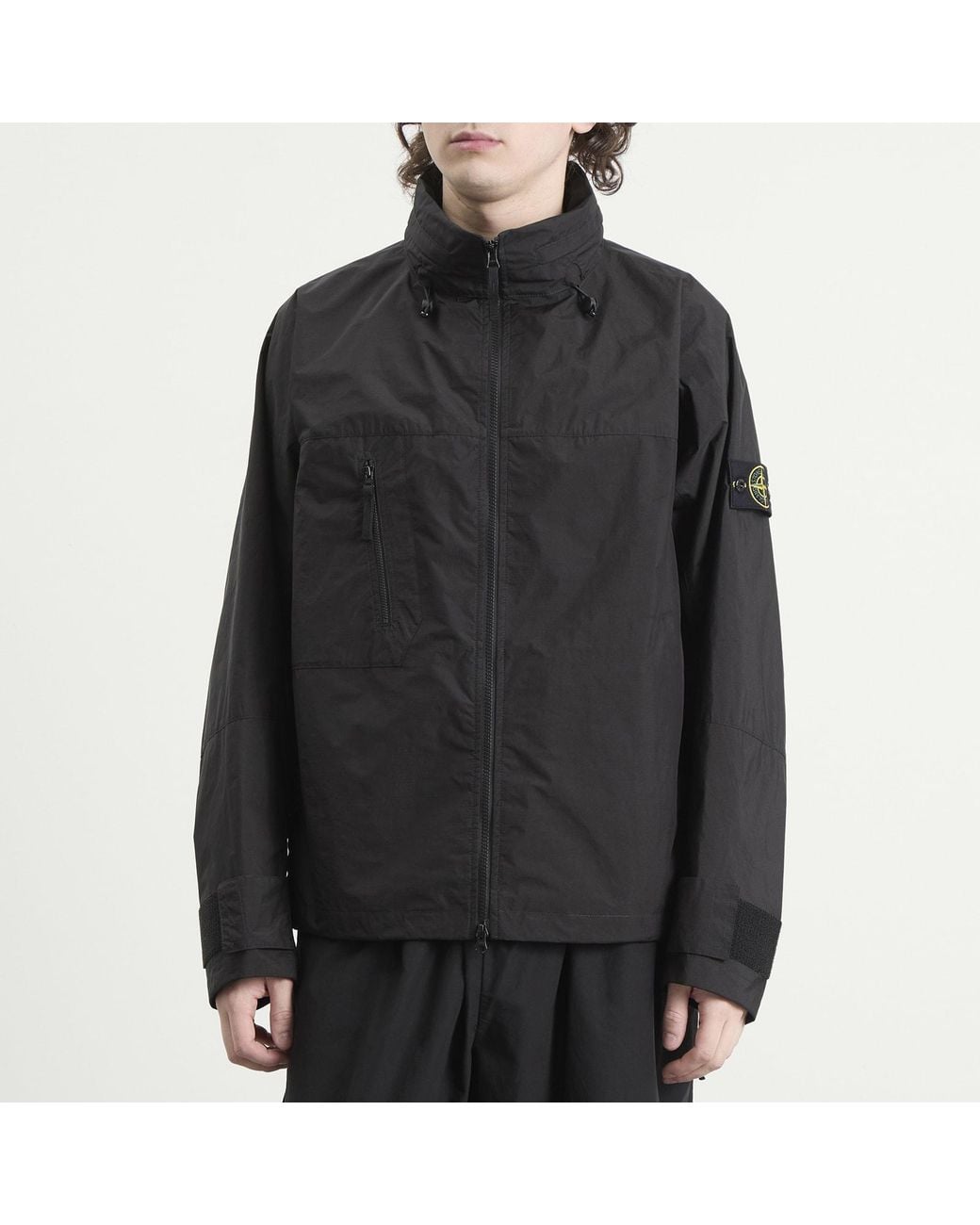 Stone Island Black Metal Lamina Poly Ripstop Stand Collar Jacket for men