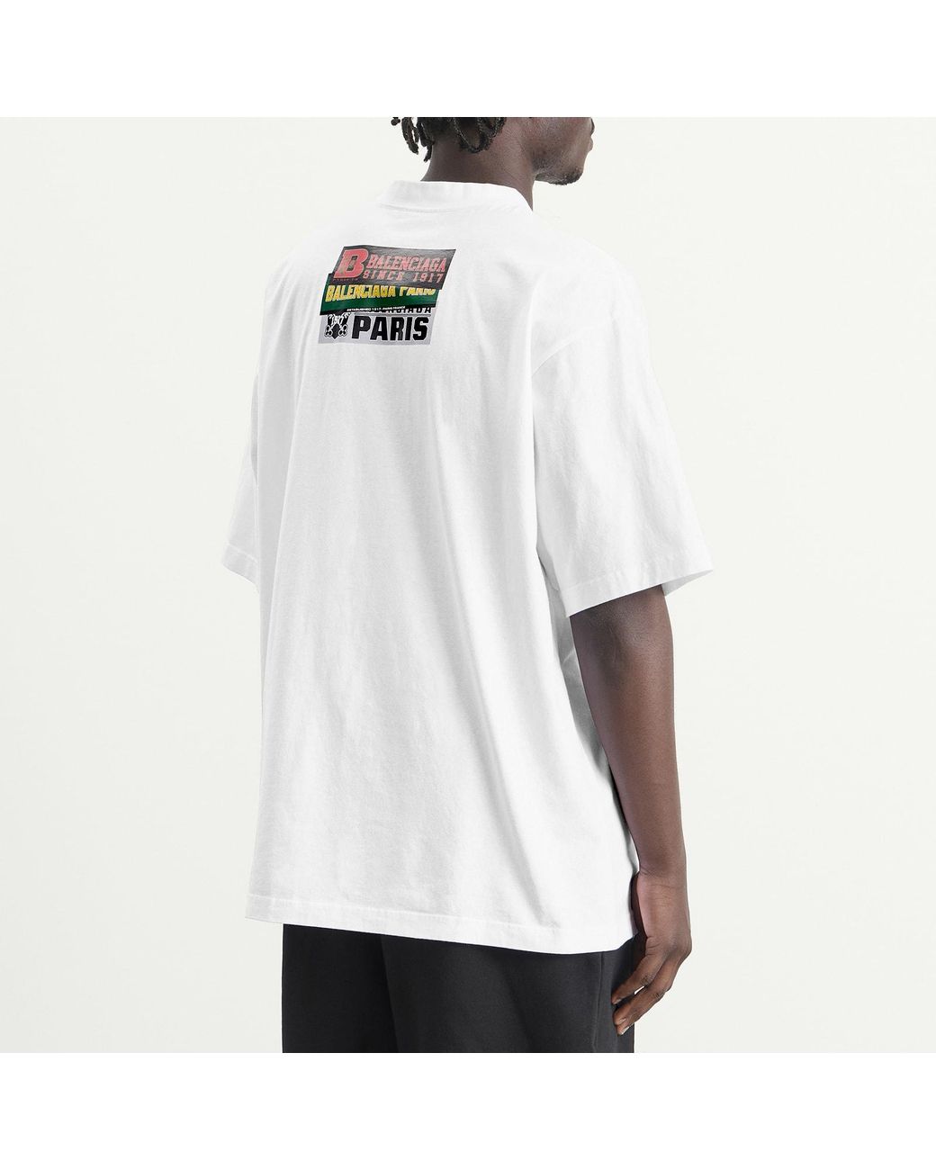 Balenciaga White Bumper Stickers T-Shirt for men