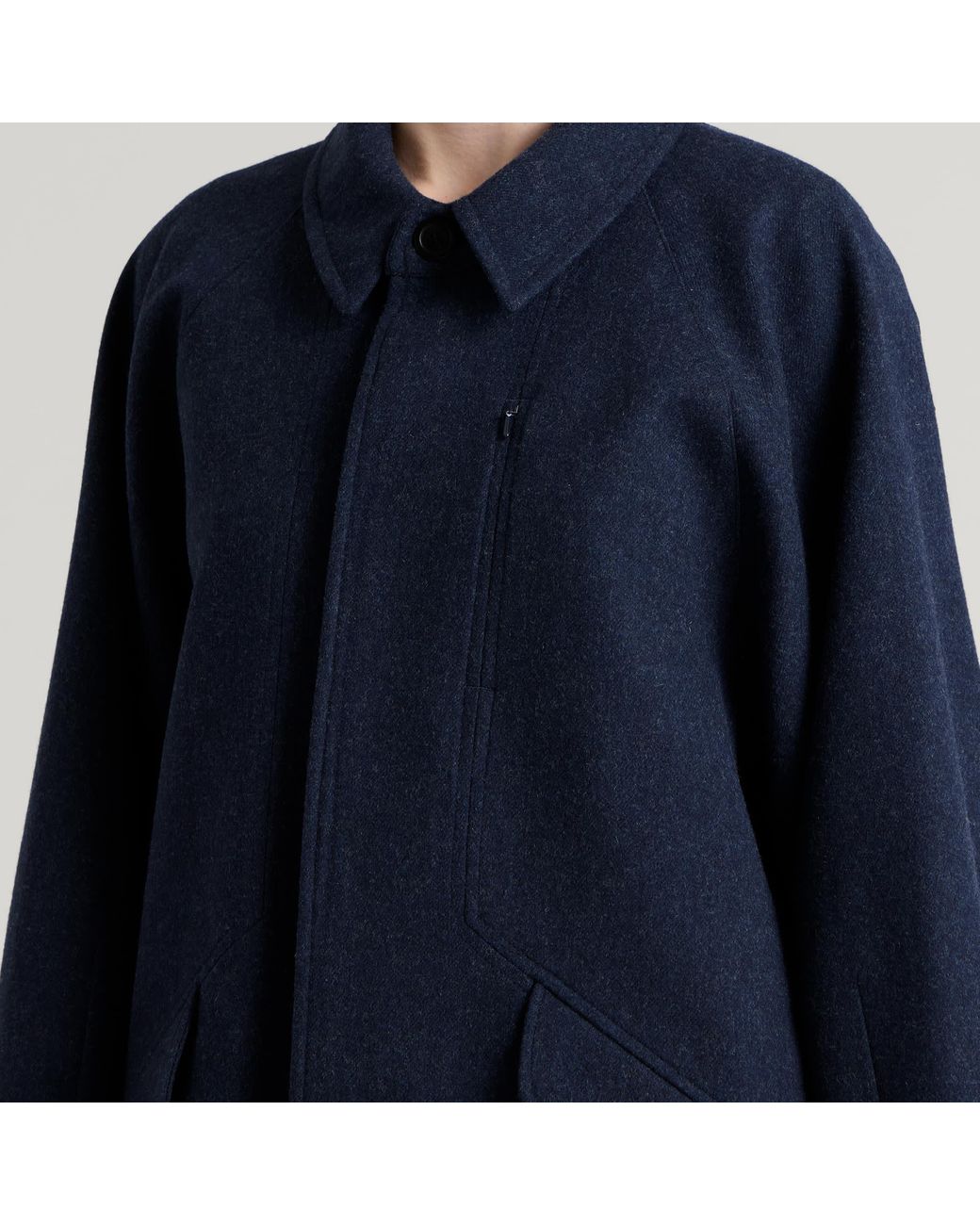 YMC Blue Tyrell Wool Trench Coat