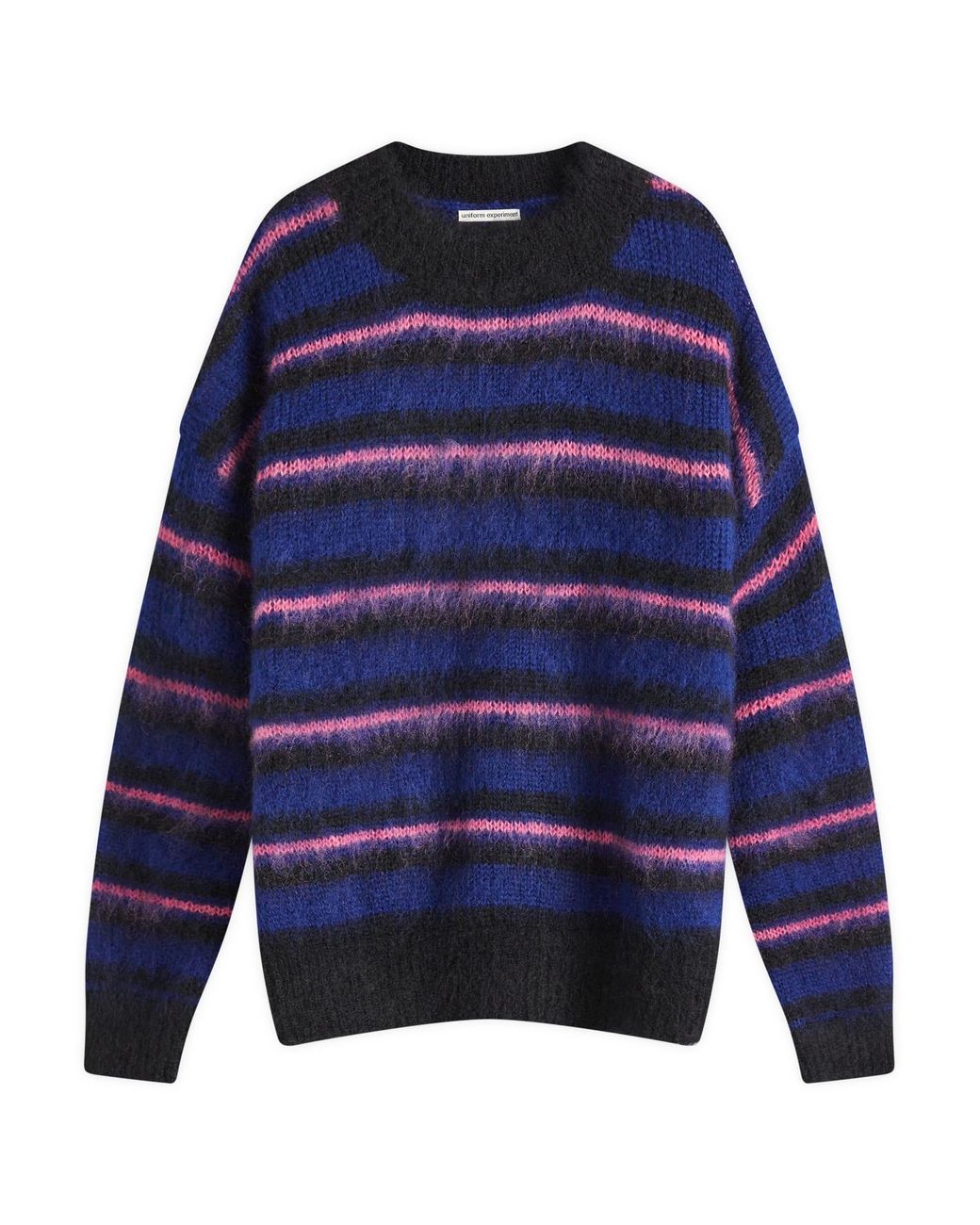 Uniform Experiment Brushed Mohair Border Knit in Blue for Men