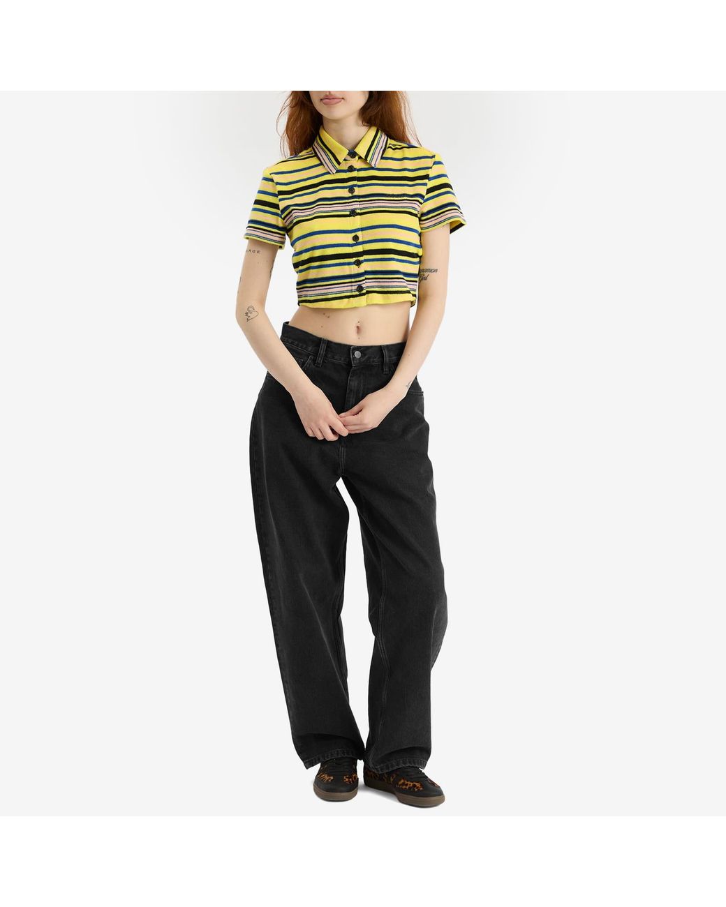 adidas Towel Button-Up Tee in Yellow | Lyst UK