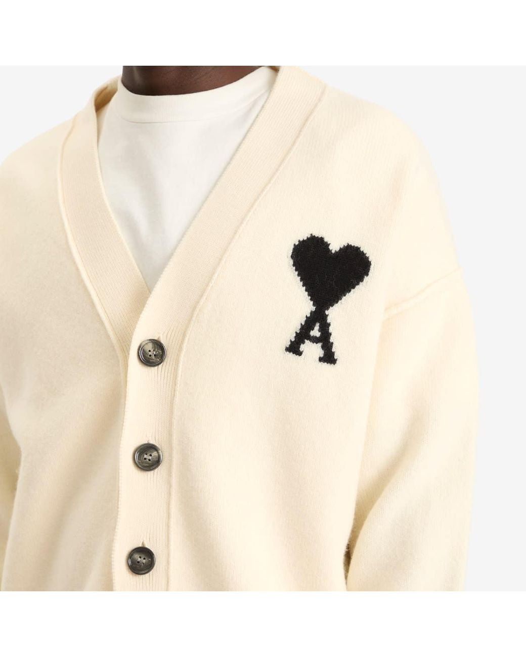 AMI Natural Felted Merino Wool Knit Adc Cardigan for men