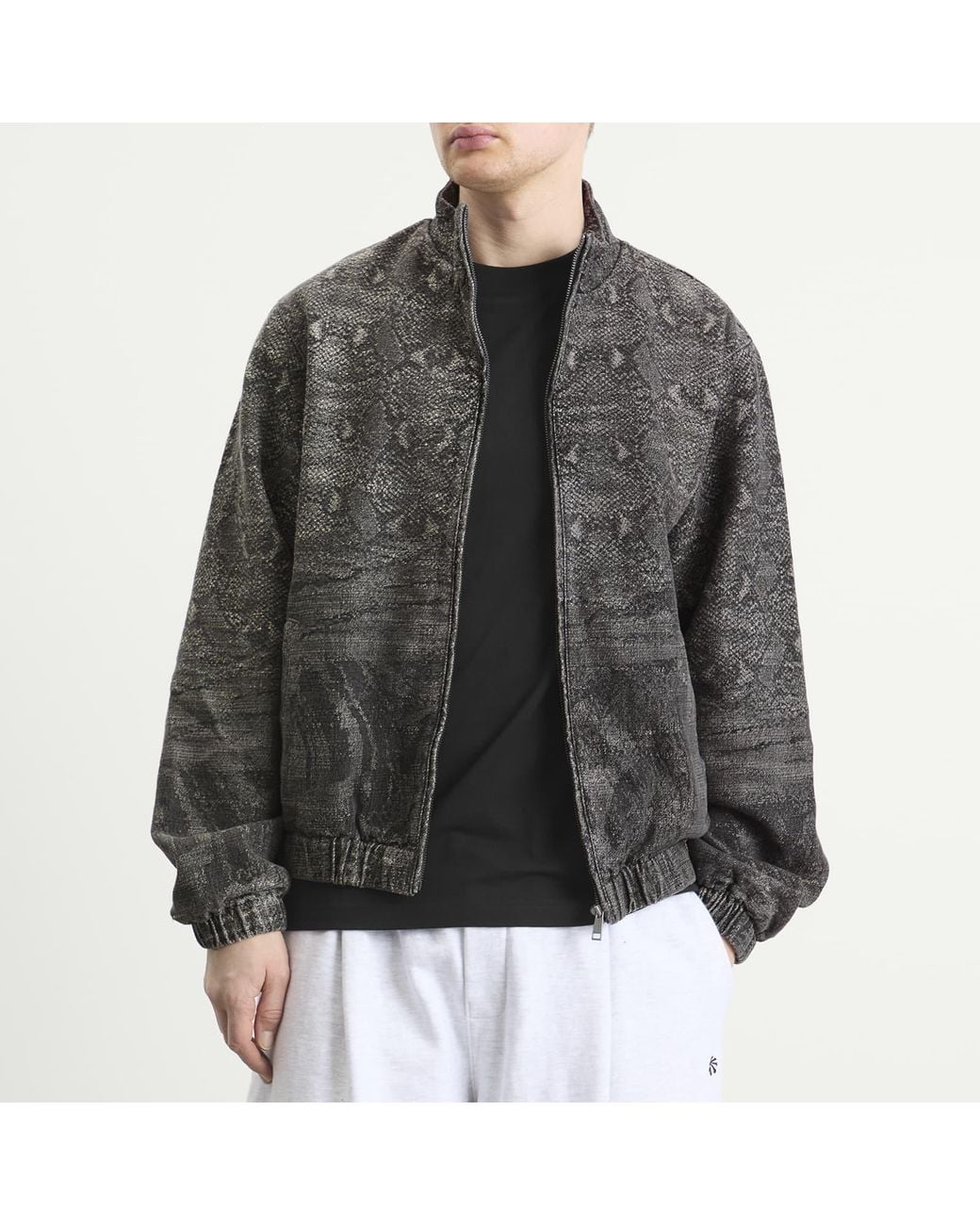 Front Zip Snake Daily Paper Snake Track Jacket in Gray for Men | Lyst