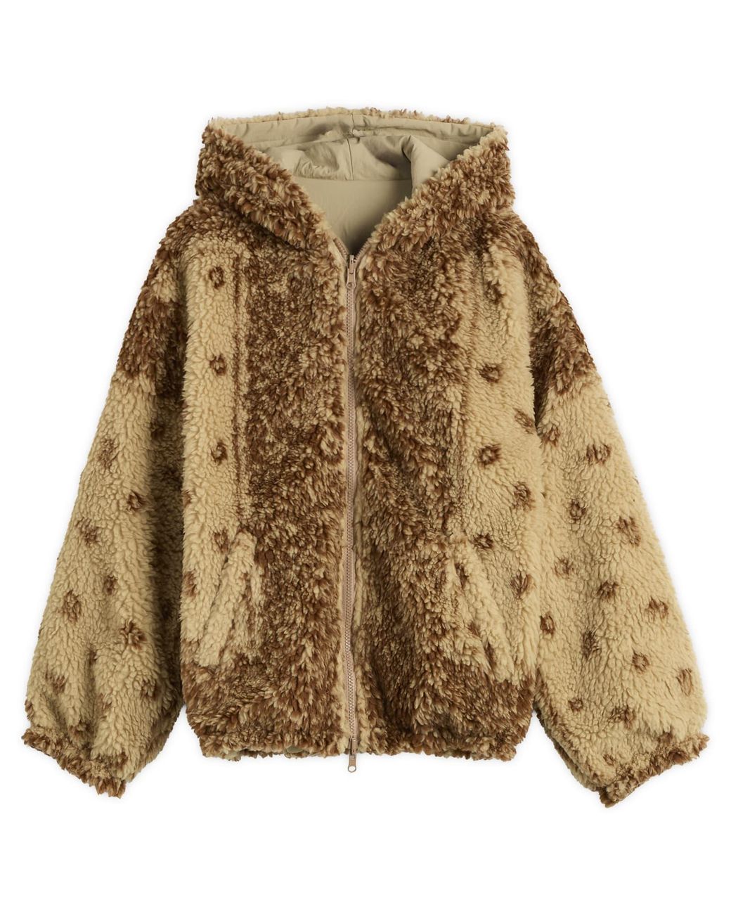 Nomarythm Textile Brown Dyg Reversible Sherpa Fleece Hoodie for men