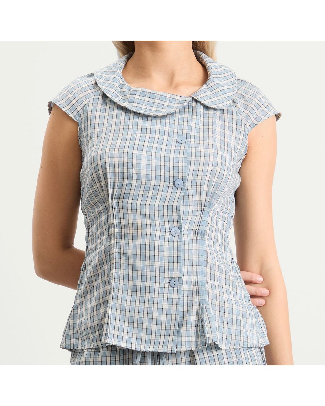 Peachy Den Gray Missy Asymmetric Stretch Blouse